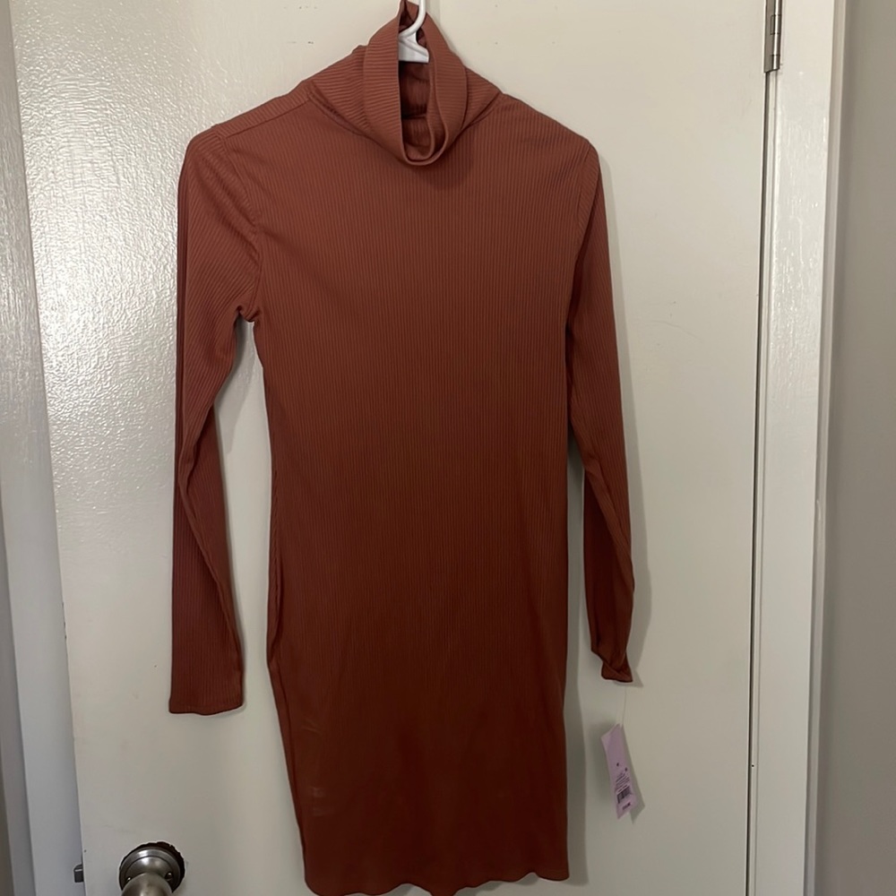Long sleeve turtle neck dress from Target, size medium brown and never worn